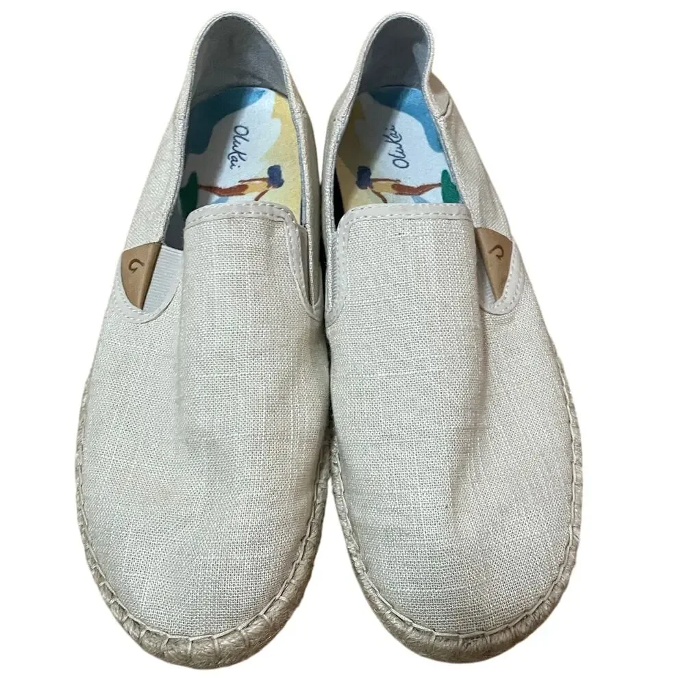OluKai Kaula Pa'a Kapa Womens 8 Espadrille Slip On Shoes Kapa‎ Shell 20449-2020